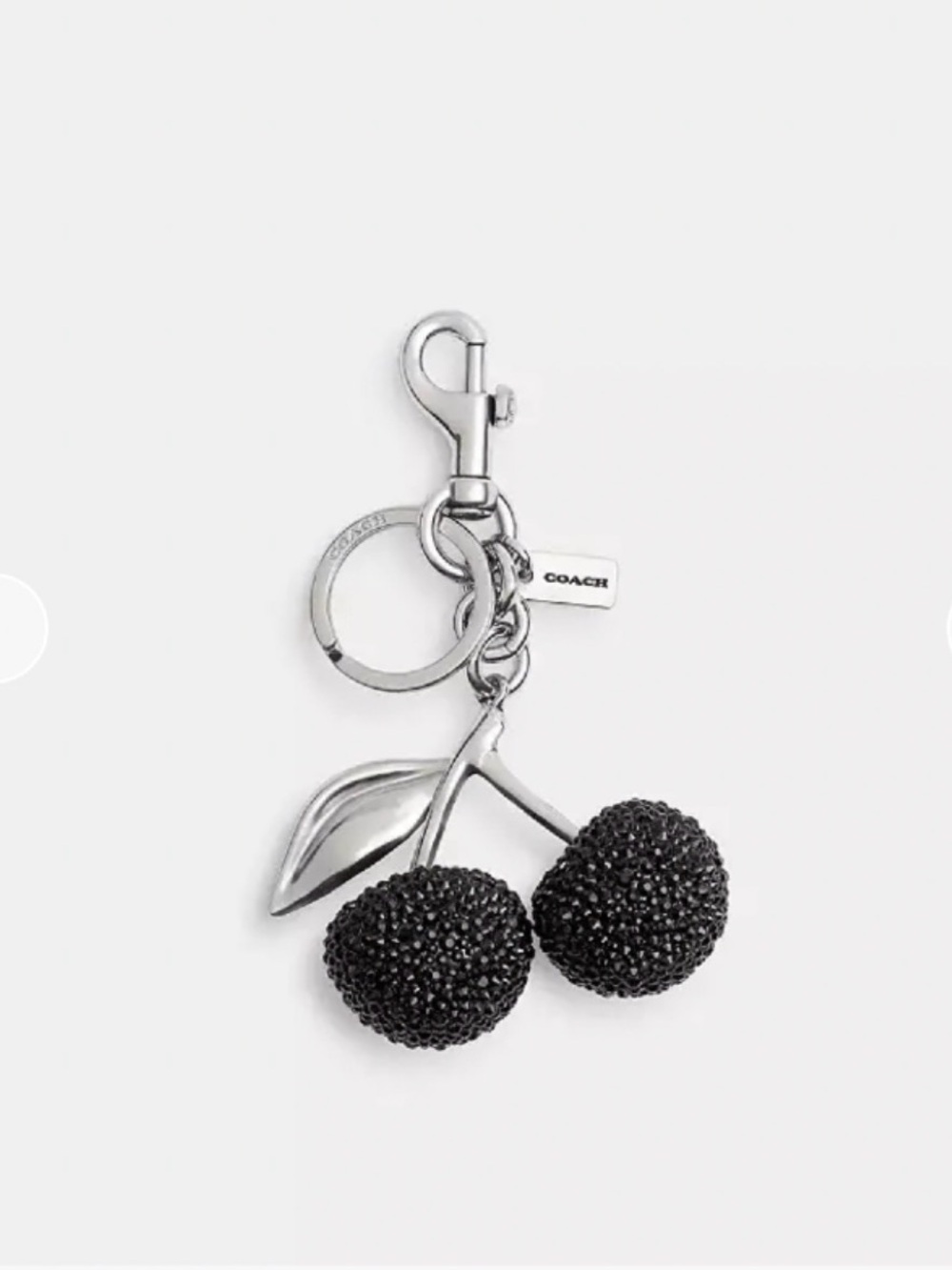 NWT Coach Crystal Cherry Bag Charm Black Silver